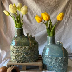 Metakeramos Vaso Versante Silenzioso in Ceramica Verde della Collezione Micromondo><noscript><img width=