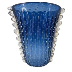 Officine di Murano 1295 Vaso V-Shaped Balloton blu navy e trasparente> Vasi Da Fiori