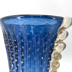 Officine di Murano 1295 Vaso V-Shaped Balloton blu navy e trasparente> Vasi Da Fiori