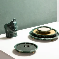 Giobagnara Vassoi medi rotondi in pelle e marmo Monza #2> Svuotatasche