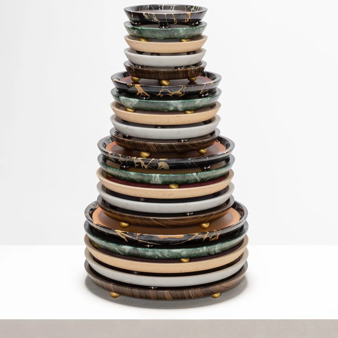 Giobagnara Vassoi piccoli rotondi in pelle e marmo di Monza #4> Svuotatasche