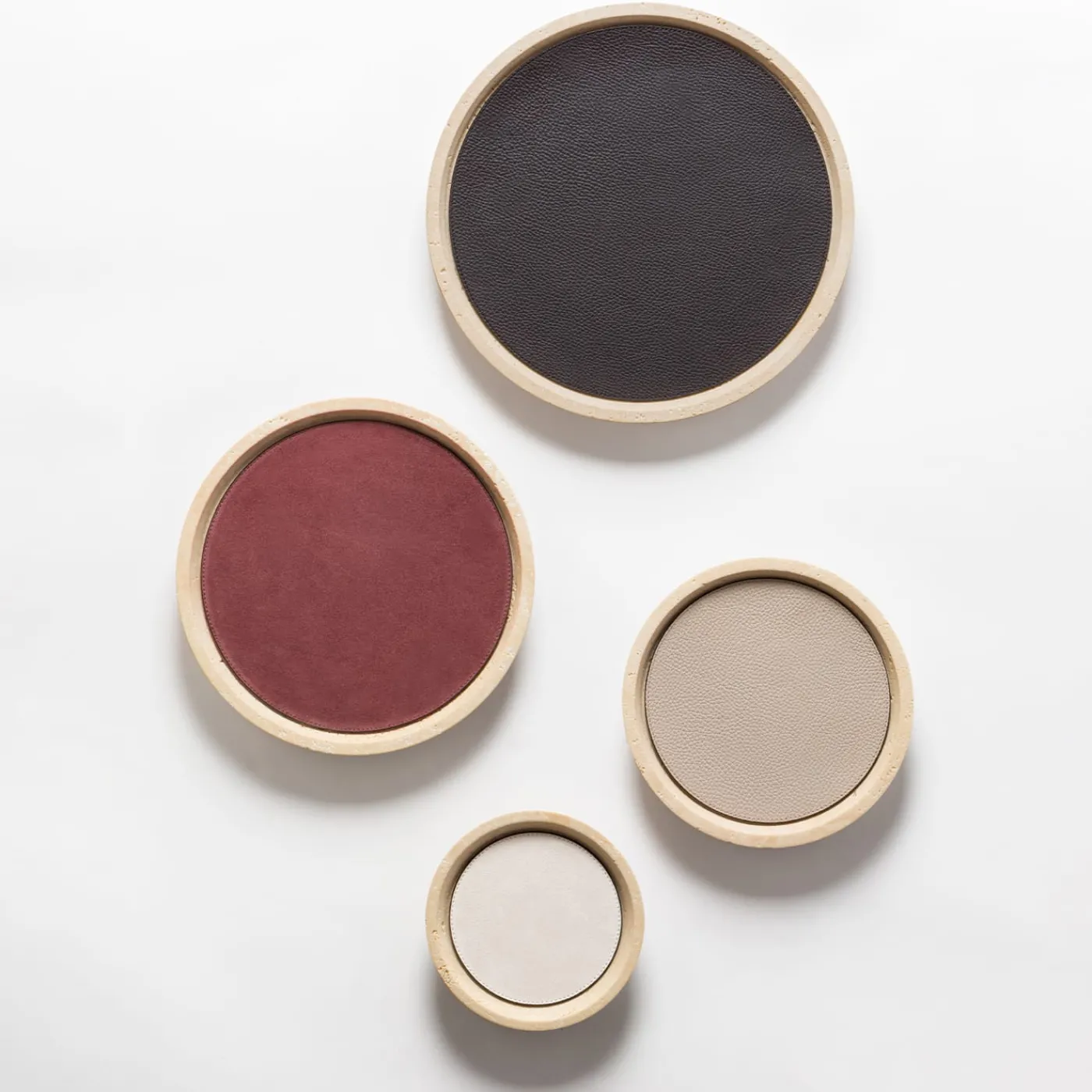 Giobagnara Vassoi piccoli rotondi in pelle e marmo di Monza #4> Svuotatasche