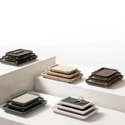 Giobagnara Vassoi rettangolari grandi in pelle e marmo Monza #3> Svuotatasche