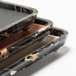 Giobagnara Vassoi rettangolari medi in pelle e marmo Monza #4><noscript><img width=