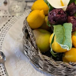 Caspal Vassoio decorativo rotondo in metallo placcato intrecciato><noscript><img width=