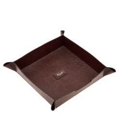 Pineider Vassoio portavalori in pelle marrone Franzi> Svuotatasche