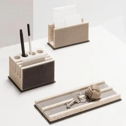 Giobagnara Vassoio portavalori in pelle e marmo di Latina> Svuotatasche