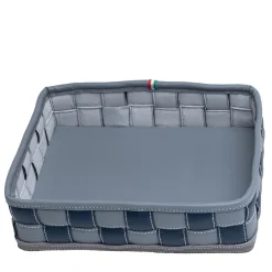 Marricreo Ventotene Piccola videopoche annodata in ecopelle grigia e blu> Svuotatasche