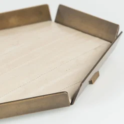 Selezioni Domus Vide Poche in Pelle di Anguila e Ottone Lucido Chiaro Nuance Crema> Svuotatasche