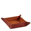 ADJ Style Vide Poche quadrata in pelle Bordeaux e Cognac> Svuotatasche