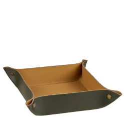 ADJ Style Vide Poche quadrata in pelle Oliva e Senape> Svuotatasche