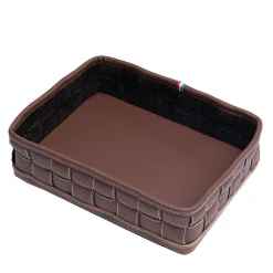 Marricreo Videopoche annodata in ecopelle marrone di Ventotene> Svuotatasche