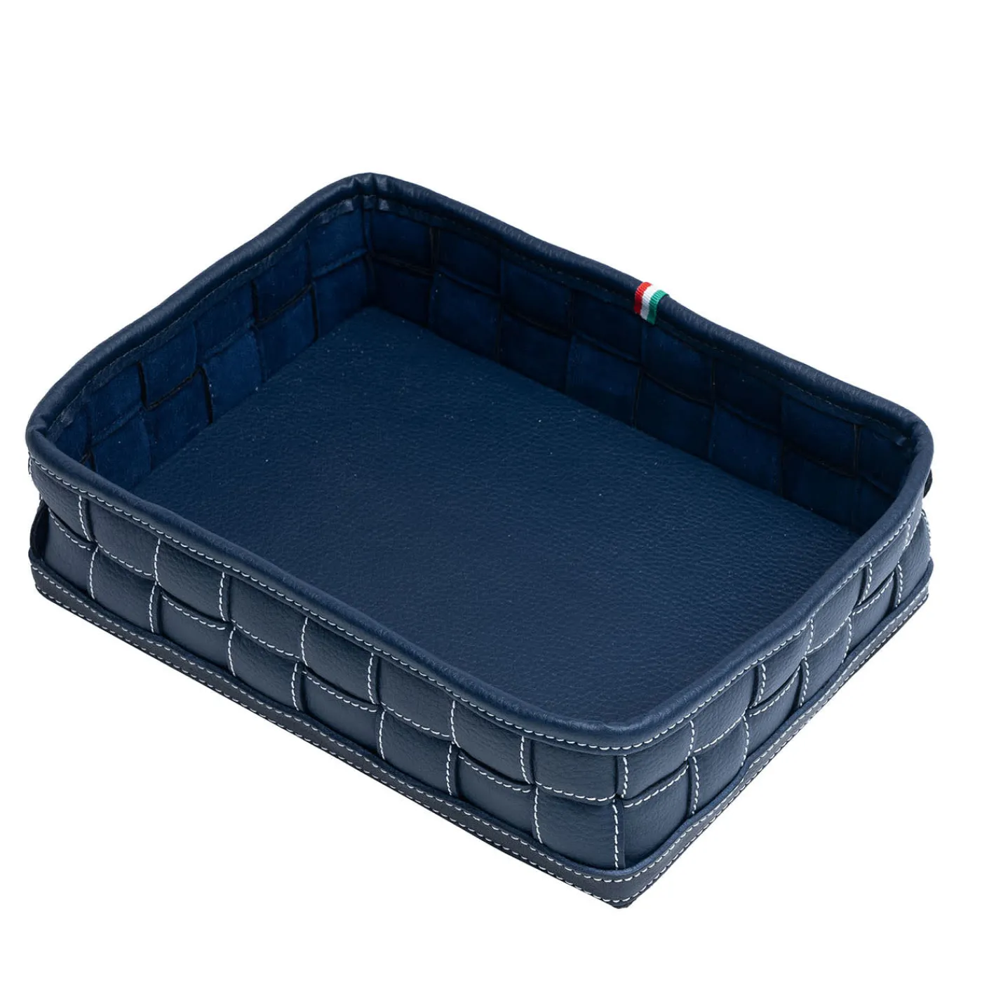 Marricreo Videopoche annodata in ecopelle blu di Ventotene> Svuotatasche