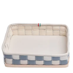 Marricreo Videopoche in ecopelle grigia e crema annodata di Ventotene> Svuotatasche