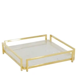 Giuliano Tincani Videopoche quadrata dorata in quarzo ialino> Svuotatasche