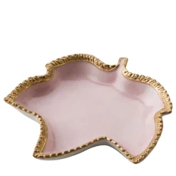Cattin Porcellane Videpoche rosa e oro con foglie di vite> Svuotatasche