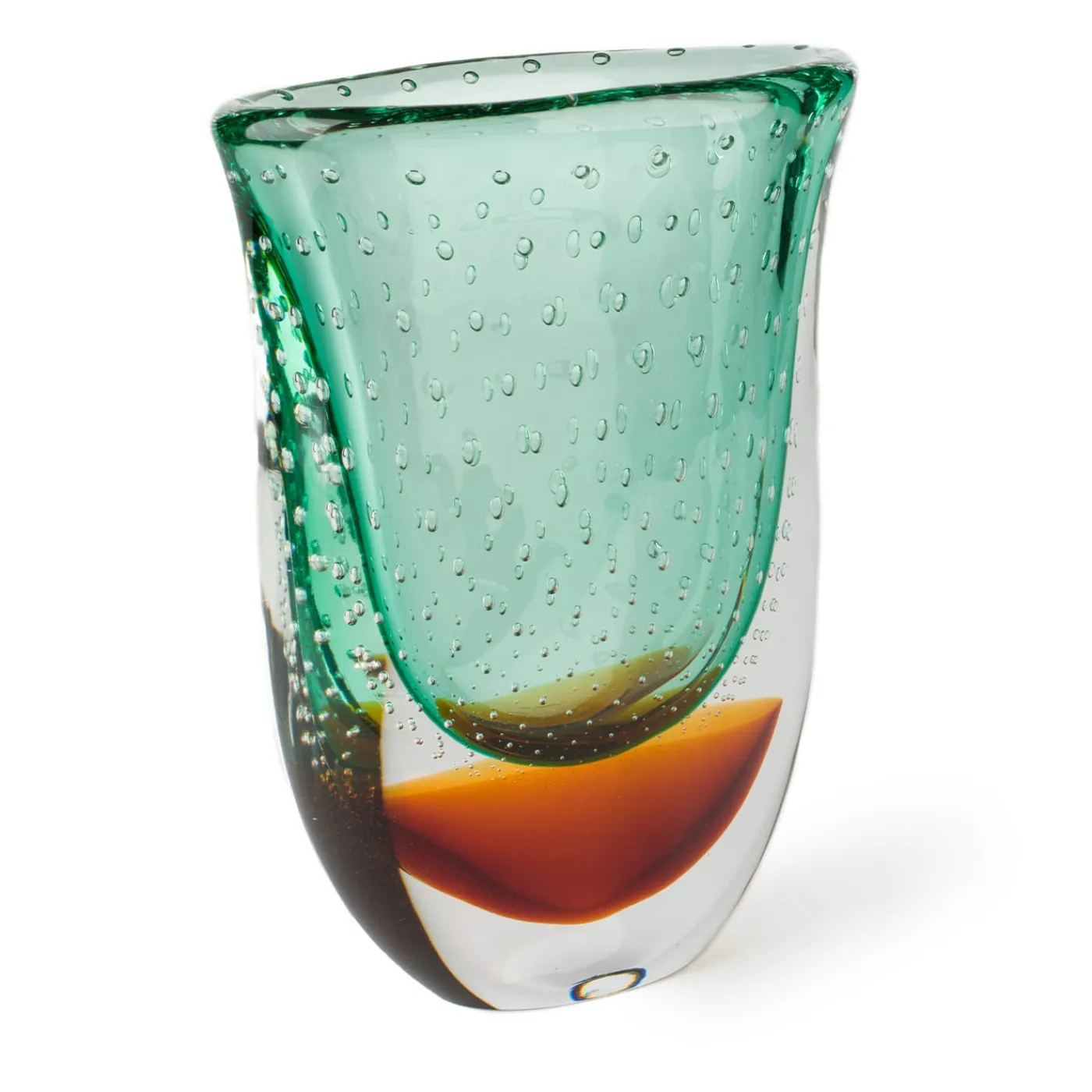 Officine di Murano 1295 Vrmbicolr Vaso in turchese e ambra> Vasi Da Fiori